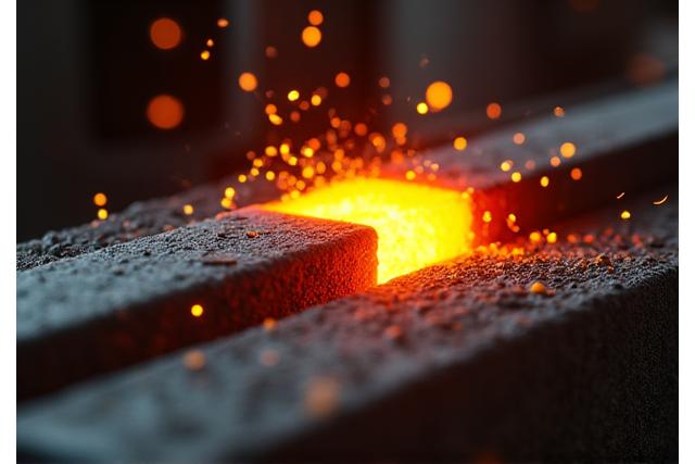 Close-up of a steel bar being forged, showcasing quality